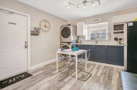Cozy studio kitchenette with seating for two—perfect for any meal