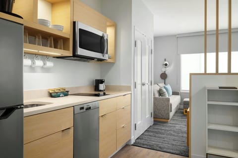 Studio, 1 King Bed with Sofa bed | Private kitchen | Full-size fridge, microwave, dishwasher, coffee/tea maker