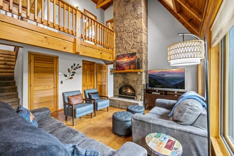Enjoy the cozy living room and seasonal fireplace