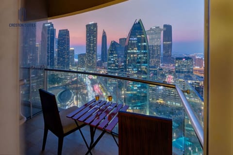 The balcony layout and furniture may vary slightly from one room to another, but each balcony is cozy and perfect for relaxing.