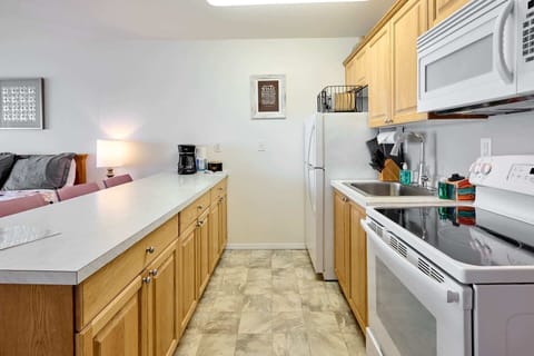 The kitchen comes fully stocked with essentials