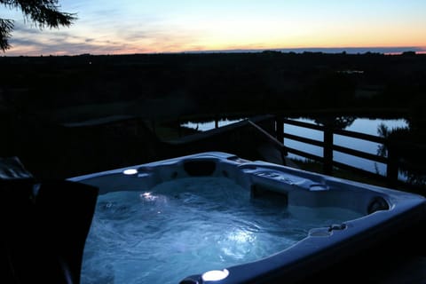 Hot tub and view at sunset