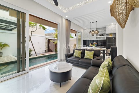 Villa, 3 Bedrooms, Private Pool, Pool View | Living area | Flat-screen TV
