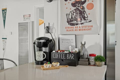 Fully stocked coffee bar.