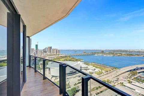 Private balcony with sweeping Biscayne Bay views