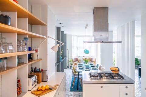 Ground floor: Modern kitchen with an island and gas hob