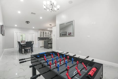 Foosball table and dining table view