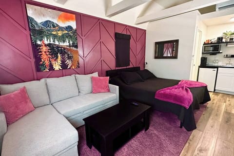 Overview of the sofa and queen bed