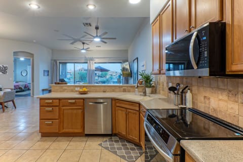 Transfer meals and snacks through doors in great room at the back of home.