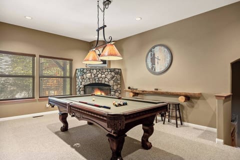 pool table & fire place