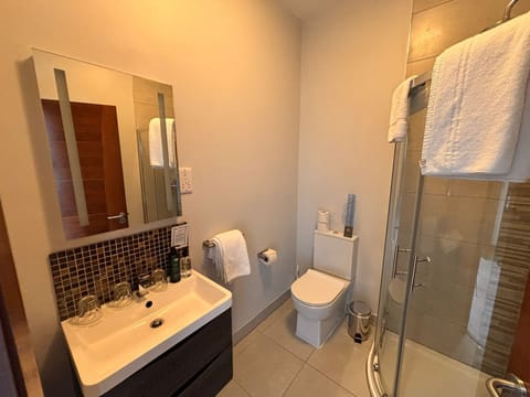 Towels, soap, shampoo, toilet paper