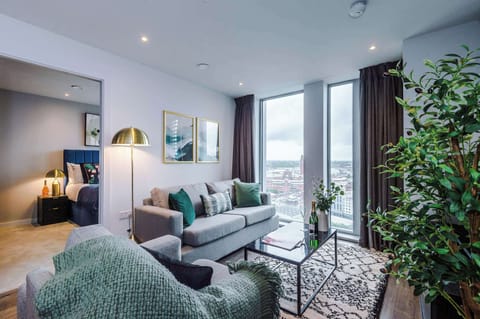 The open-plan living room, dining area and kitchen benefit from a comfortable sofa, SMART TV, complimentary coffee pods, and everything you could possibly need to cook a meal away from home.