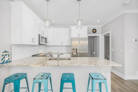 Seating at the kitchen bar.