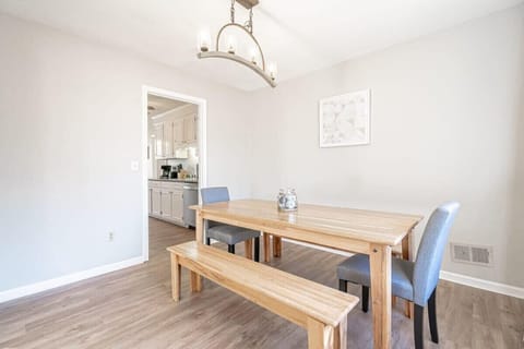 Farm table with two benches and two chairs