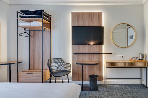 Select Comfort beds, desk, blackout drapes, soundproofing