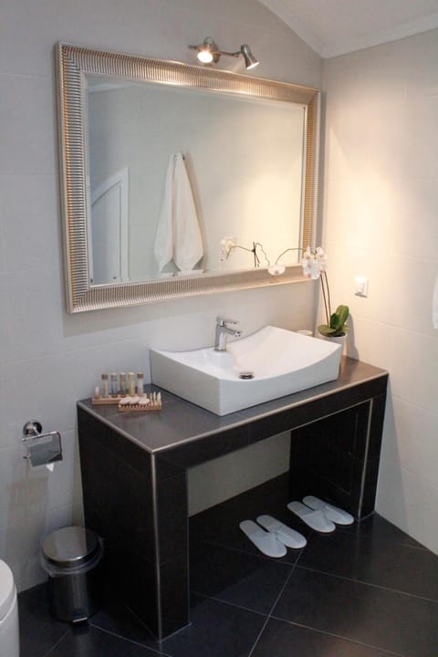 Shower, free toiletries, hair dryer, slippers