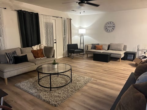 Large open floor plan with TV and internet access
