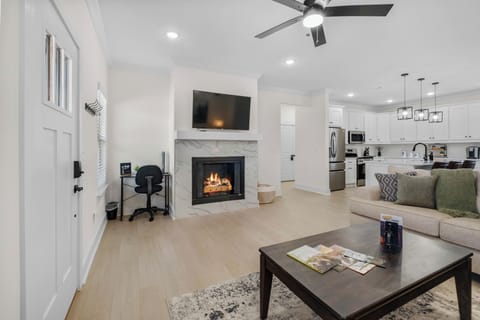 Gas fireplace & a Smart TV for streaming from your own accounts!