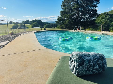 Connect in the sparkling private pool over looking the mountains!