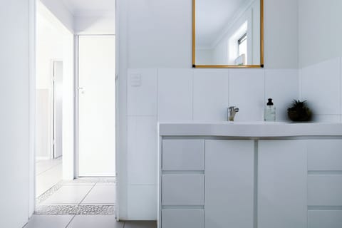 Pristine sink with a stylish and functional design.
