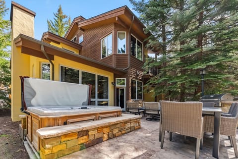 Patio: Hot tub, grill and dining