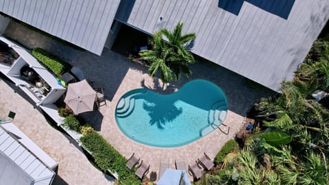 Shared Pool showing outdoor dining and lounging