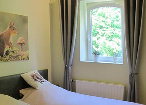 Plafond cathédrale et poutres apparentes. Vue sur le Bois où les Écureuils viennent jouer à cache-cache.