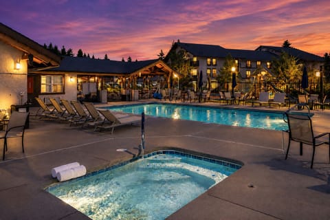 Pool and Hot Tub on site for guest use just across the walk path from the patio space