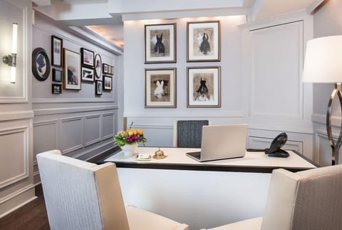 Check in smoothly at a stylish desk with thoughtful details.