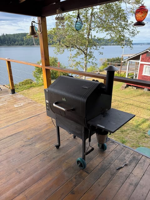 Covered deck with Green Mountain Smoker