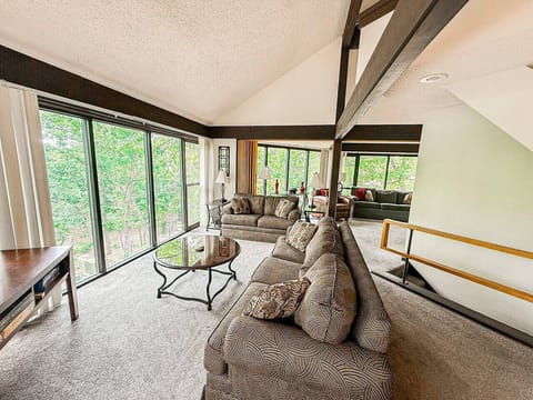 Bright, comfortable, and welcoming—Unit 57’s living room is your home base in the Ozarks.
