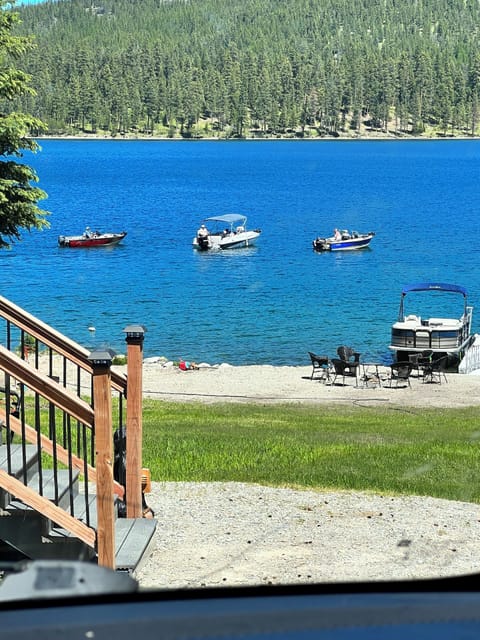 View of lake and dock area.