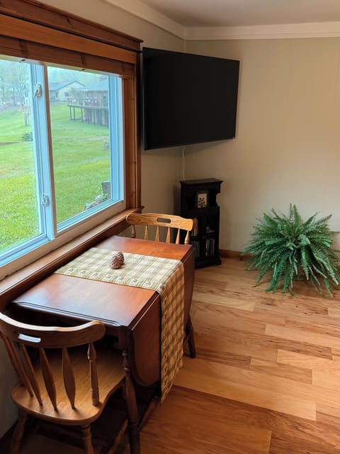 Expandable table over looks the river.