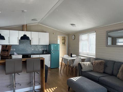 The dining table with comfortable sitting arrangement for four.