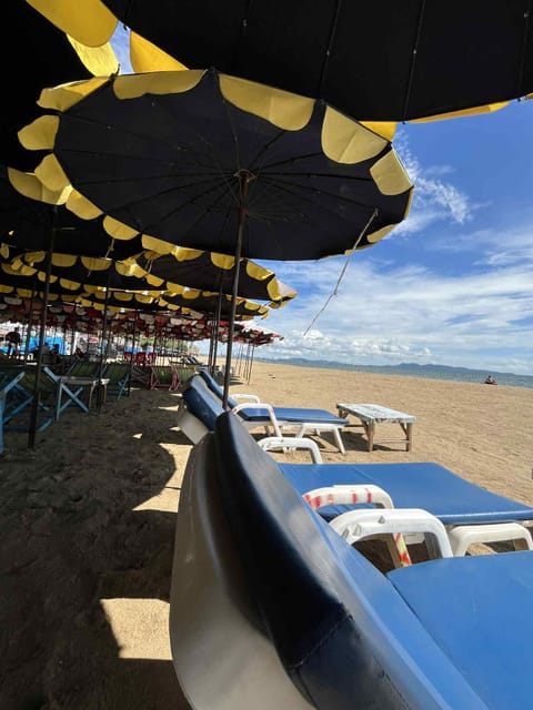 Beach nearby, sun loungers, beach umbrellas, beach massages