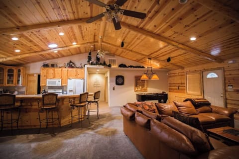 Signature Cabin, 3 Bedrooms, Non Smoking, Kitchen | Living room | 45-inch Smart TV with cable channels, foosball