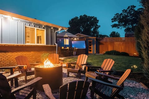 Backyard oasis with fire pit