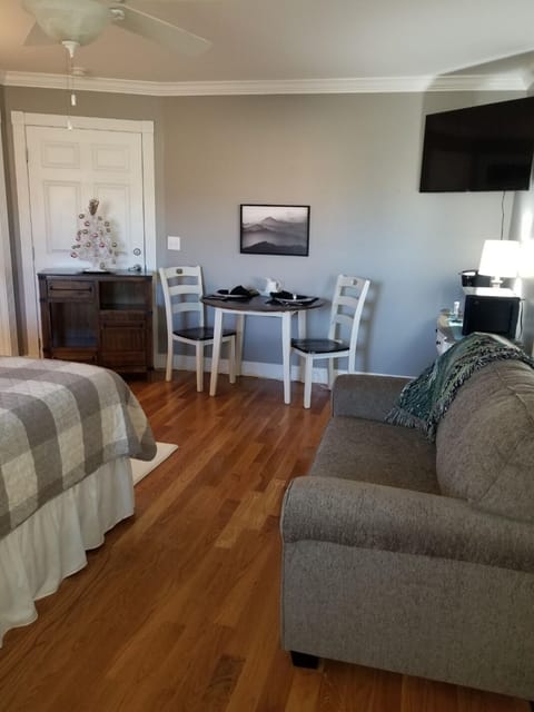 Hardwood floors, and soft furry rugs.