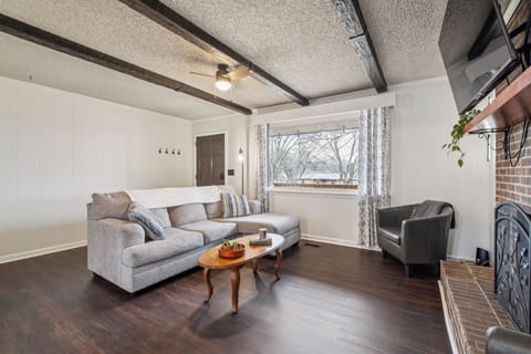 Living room with large bright front window