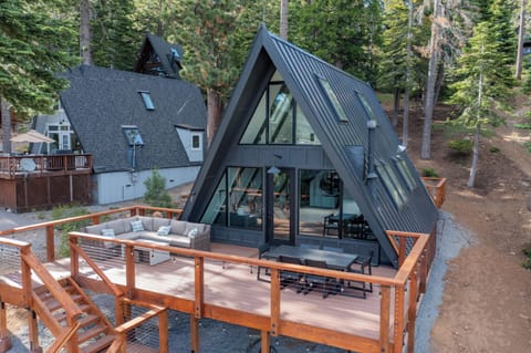 An iconic modern A-Frame with a commanding view of Lake Tahoe.
