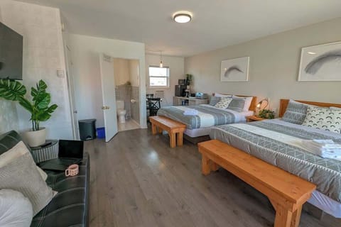 Deux lits douillets, une kitchenette élégante et une ambiance ensoleillée vous attendent pour un séjour confortable et inoubliable.