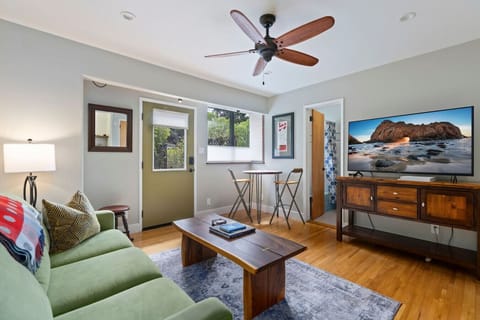 Bright and airy living room with garden views