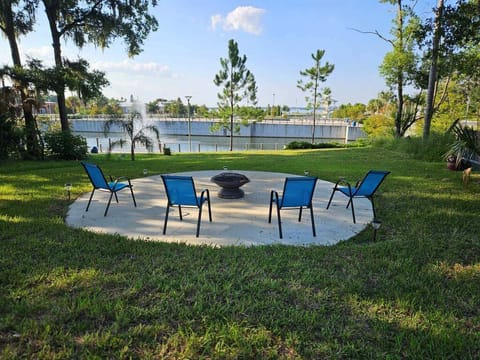 Backyard firepit area facing Lake Minneola