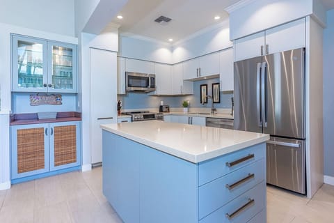 Spacious kitchen with stainless steel appliances