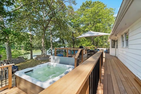Waterfront hot tub with views of Long Creek