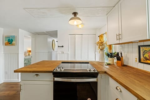 Full kitchen with electric stove