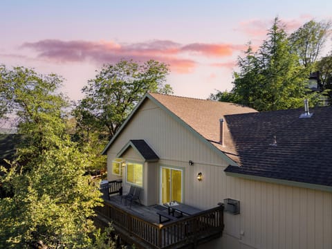 Tucked among the trees.