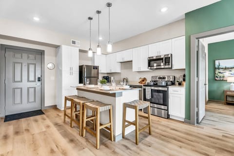 Kitchen with island dining