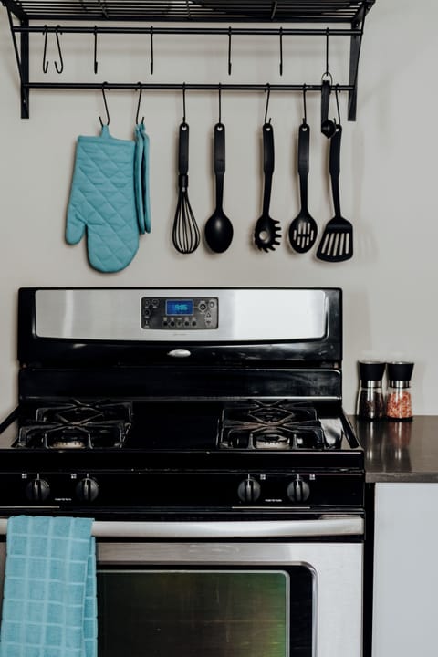 Cook with ease using a fully  stocked stove and all essentials utensils.