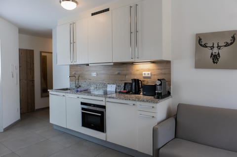 Apartment, 1 Bedroom, Balcony (Excl. 113 EUR cleaning fee) | Private kitchen | Fridge, microwave, stovetop, dishwasher